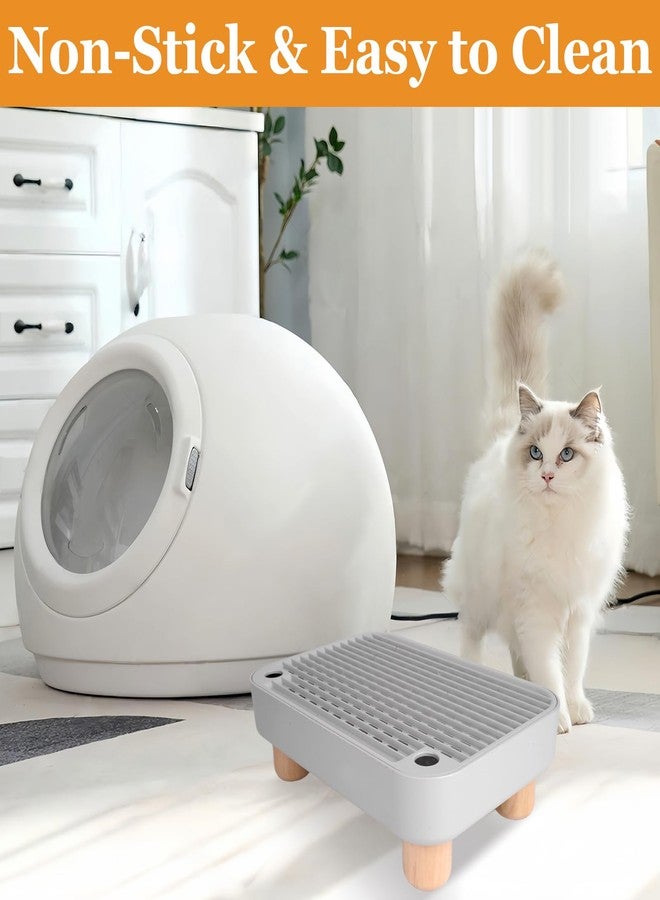 Jaarssho Litter Box Step with Wooden Base, Elevated Cat Ramp for Small & Elderly Pets, Easy-to-Clean Cat Tray Accessory, Non-Slip Grey Litter Box Ramp (11.81"×7.87"×3.62") - Image 5